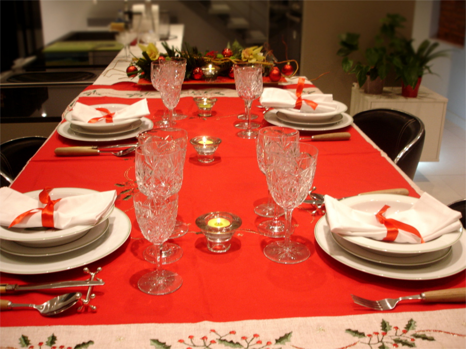 decoration table de noel rouge et vert