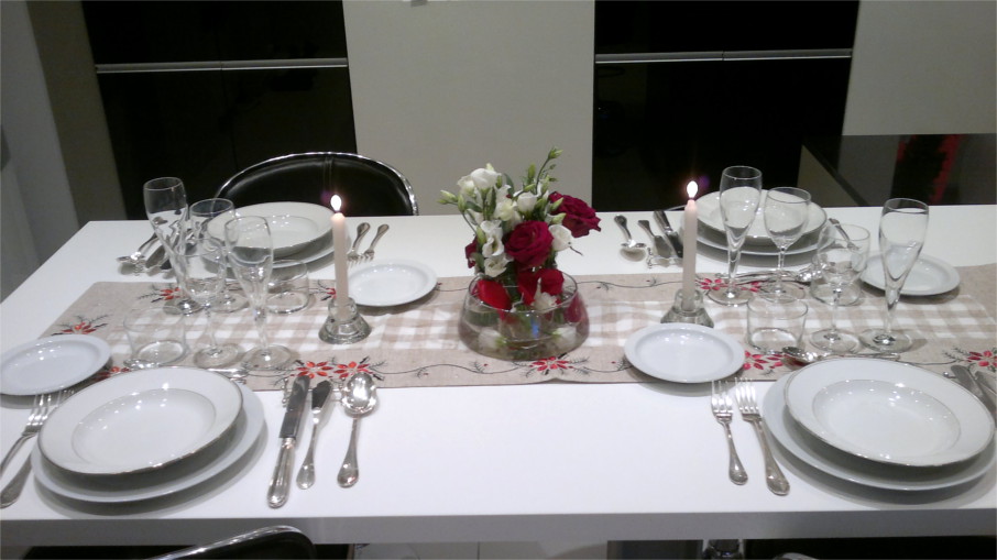 decoration table de noel noir et blanc gris  