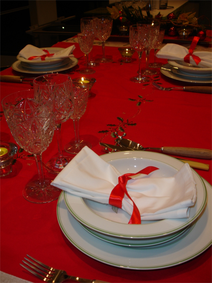 decoration table de noel rouge et vert
