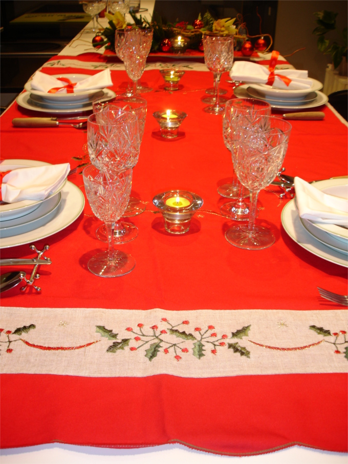 decoration table de noel rouge et vert