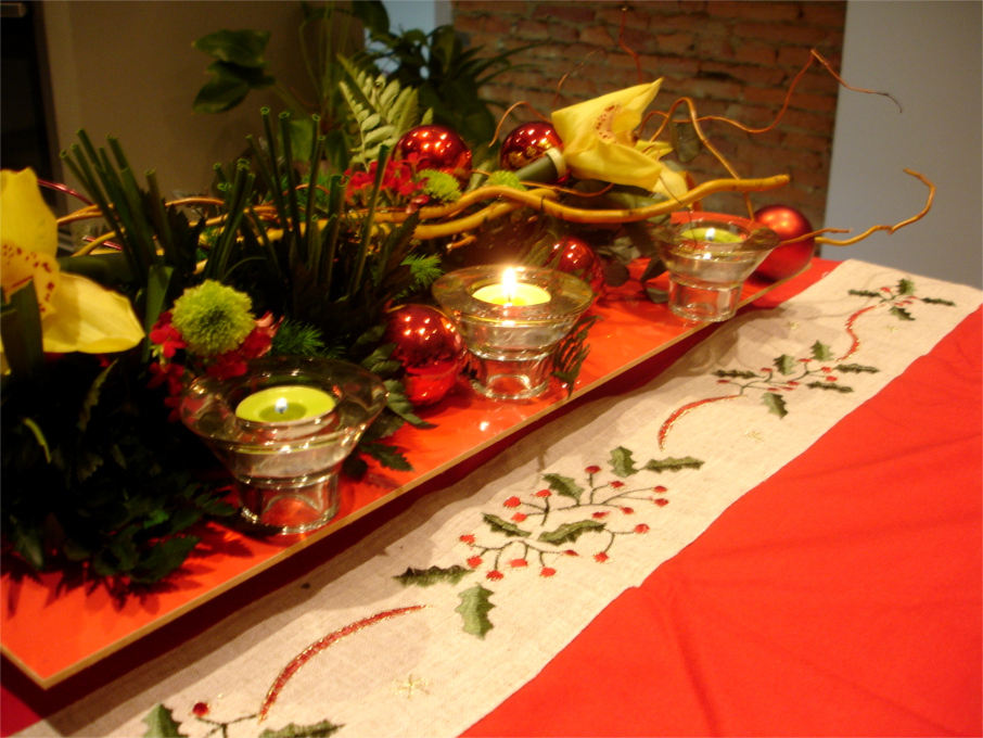 decoration table de noel rouge et vert